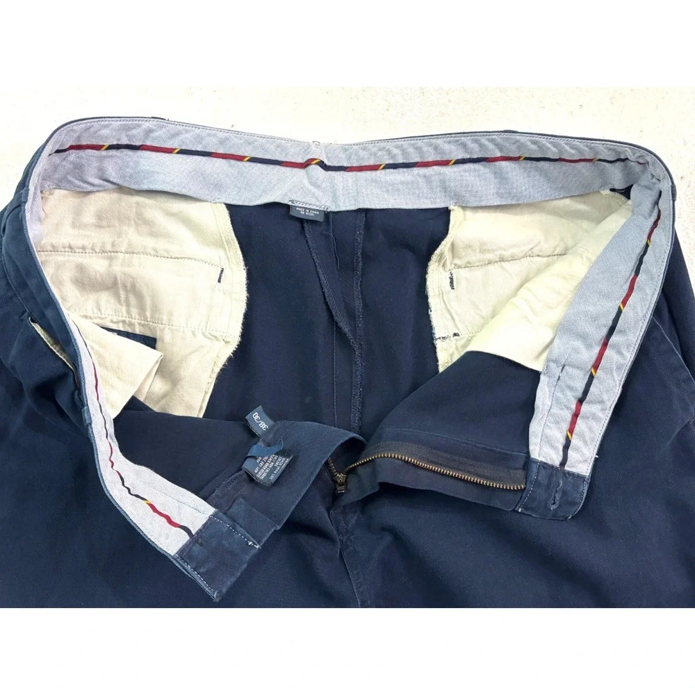 NEW Polo Ralph Lauren 38x30 Navy Blue Buckle Cinch Back Pants GI FIT‎ cotton Vtg